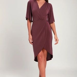 Lulus Dulcet Washed Purple Surplice Midi Dress